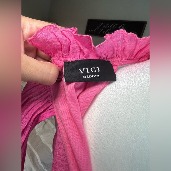 Vici-HALTER TIERED MINI DRESS - HOT PINK - Picture 2 of 6